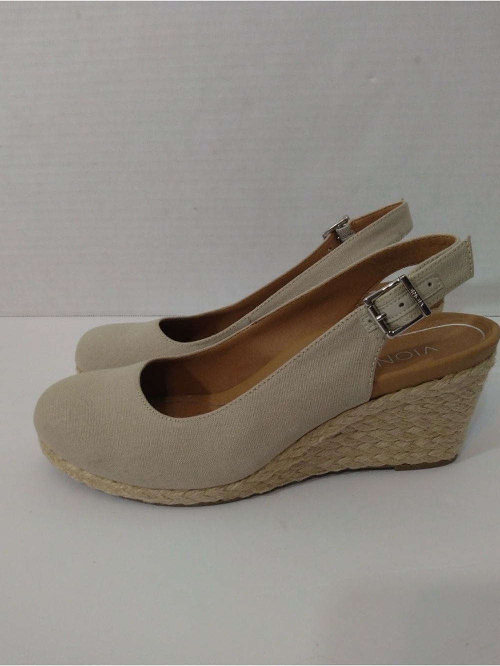 Vionic Beige Espadrille Wedge Slingback